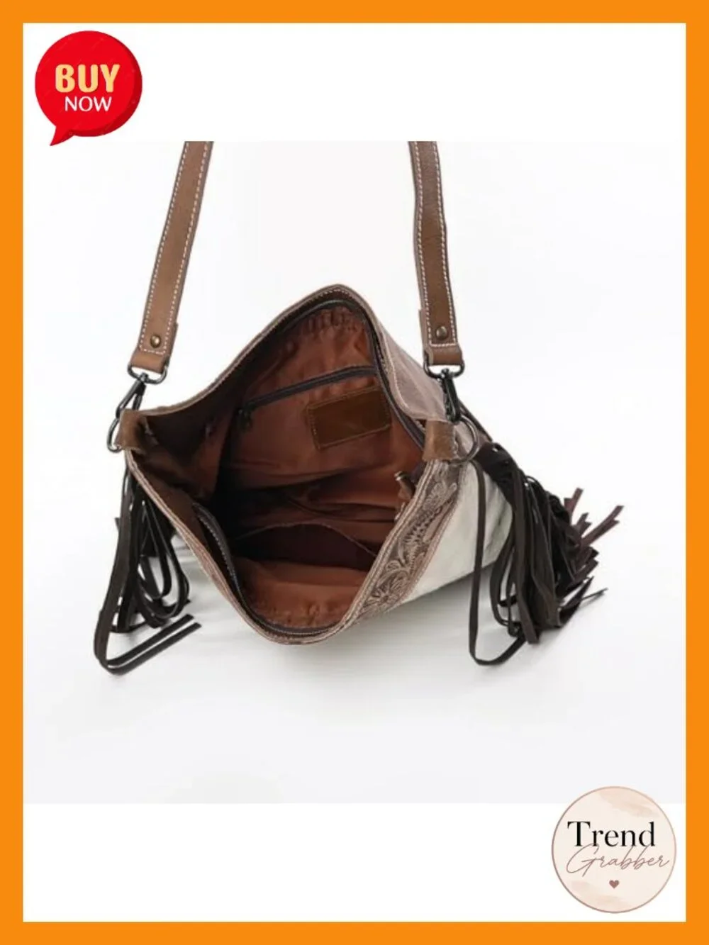 Cowhide Leather Handmade Western Shoulder Crossbody Bag with Adjustable Strap